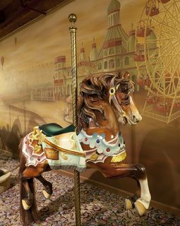 马，木制，旋转木马，复古，怀旧，旋转木马，复古，彩色