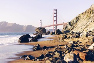 金，门桥，旧金山，海，岸，天，时间，海洋