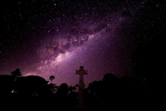 银河，星星，十字架，天空下，夜景，天空，夜晚，星星空间