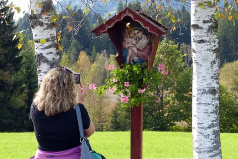 图片股票，桦树，麦当娜，摄影师，宗教，民间，祈祷，沉思