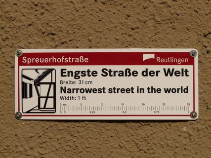 Spreuerhofstraße，世界上最窄的街道，记录，世界记录，鲁特林根，吉尼斯世界纪录，吉尼斯世界纪录，胡同