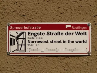 Spreuerhofstraße，世界上最窄的街道，记录，世界记录，鲁特林根，吉尼斯世界纪录，吉尼斯世界纪录，胡同