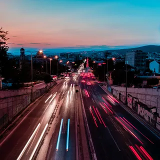 城市，长时间曝光，城市，光路，汽车，运动，道路，交通