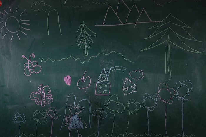 创意、艺术和工艺、无人、黑板、黑板、文字、建筑、绿色