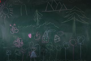 创意、艺术和工艺、无人、黑板、黑板、文字、建筑、绿色