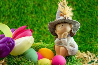娃娃，绿色，草地，复活节，彩蛋，人物，复活节彩蛋，彩色