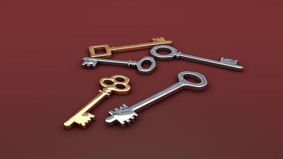 锁，钥匙，开锁，钢铁，安全，摄影棚拍摄，金属，彩色背景