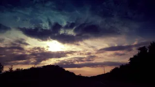 剪影，山，多云，天空，金色，小时，夜空，云