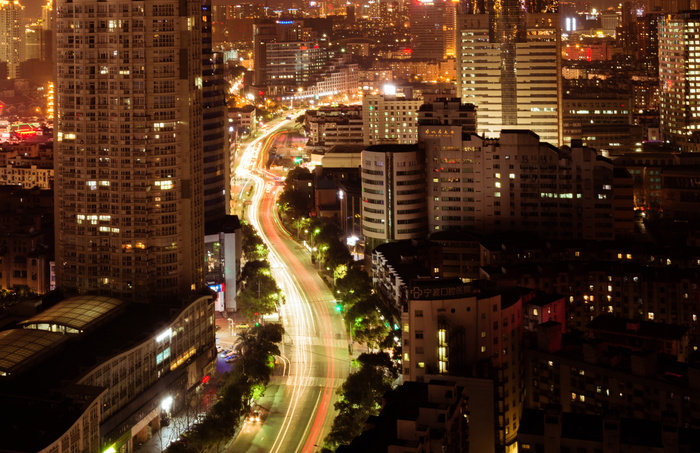 夜景，尼康，城市，长曝光，宁波，建筑外观，建筑，夜间