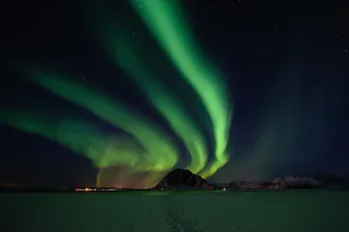 极光，自然，风景，山脉，北极光，绿色，天空