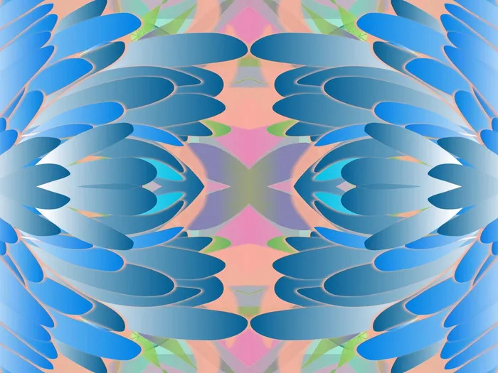 蓝色, 粉红色, 花画, 摘要, 复古, 模式, 设计, 对称性