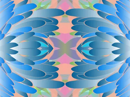 蓝色, 粉红色, 花画, 摘要, 复古, 模式, 设计, 对称性