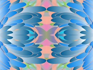 蓝色, 粉红色, 花画, 摘要, 复古, 模式, 设计, 对称性