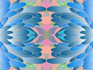 蓝色, 粉红色, 花画, 摘要, 复古, 模式, 设计, 对称性