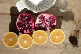 石榴、红、橙、水果、切片、美味、健康、维生素