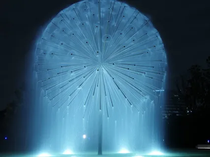 蒲公英,休斯顿,雕塑,照明,夜晚,蓝色,无人,黑色背景 蒲公英,休斯顿,雕塑,照明,夜晚,蓝色,无人,黑色背景