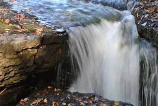 瀑布、公园、慢动作、自然、水、景观、森林、流动
