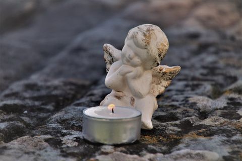 悲伤，天使，记忆，庆祝，翅膀，坟墓，坐，丧亲之痛