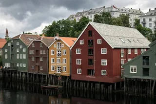 挪威、特隆赫姆、维京人、公路旅行、仓库、建筑、海滨、河流