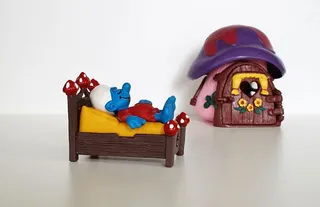 蓝精灵，蓝精灵，人物，玩具，装饰，收藏，蓝色，摄影棚拍摄