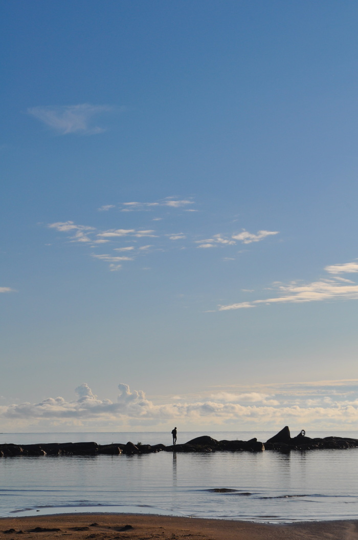 人，站着，海叠，白，云，海，海，人