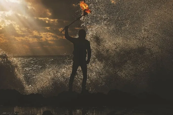 人的剪影，火，舞蹈，人，海滩，沙滩，黑暗，夜晚