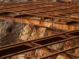 钢，梁，旧，网，钢梁，生锈，钢网，格栅