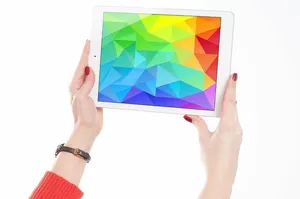 女士，手持，白色，平板电脑，ipad，实体模型，苹果，商务