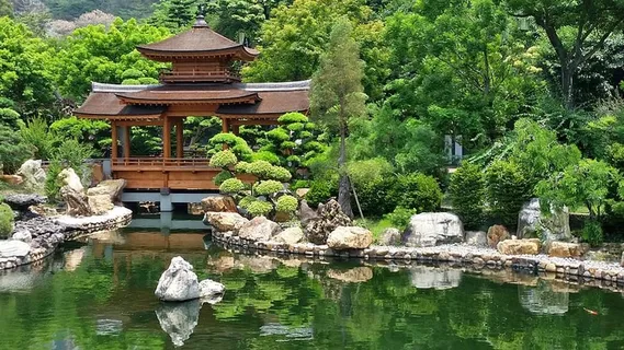 棕色、木质、露台、树木、池塘、日本、花园、寺庙 棕色、木质、露台、树木、池塘、日本、花园、寺庙