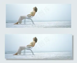 沙滩椅子上的美女