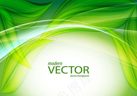 绿色流线型树叶