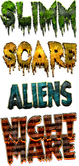 万圣节英文字体设计元素PNG免扣