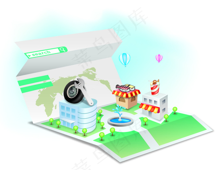 城市建筑素材背景eps,ai矢量模版下载