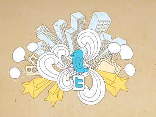 小鸟与楼房矢量图形