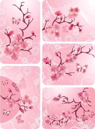 粉红桃花矢量素材