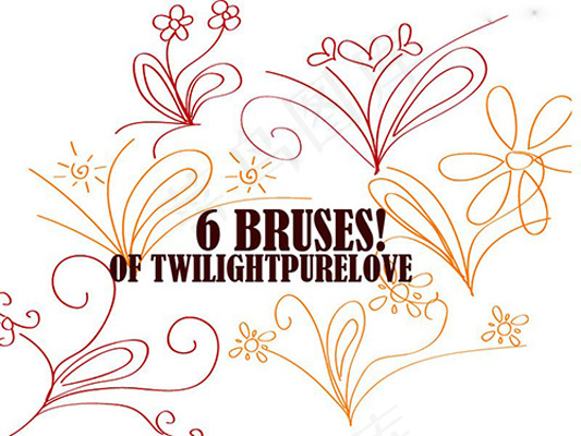 简笔画手绘线条花朵ps笔刷