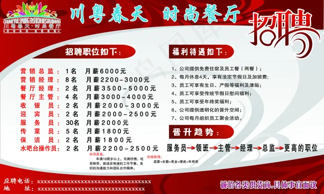 川粤春天时尚餐厅招聘psd模版下载