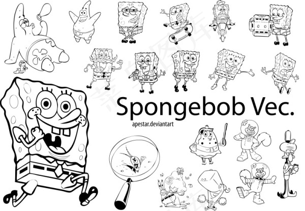 海绵宝宝的卡通图像矢量素材