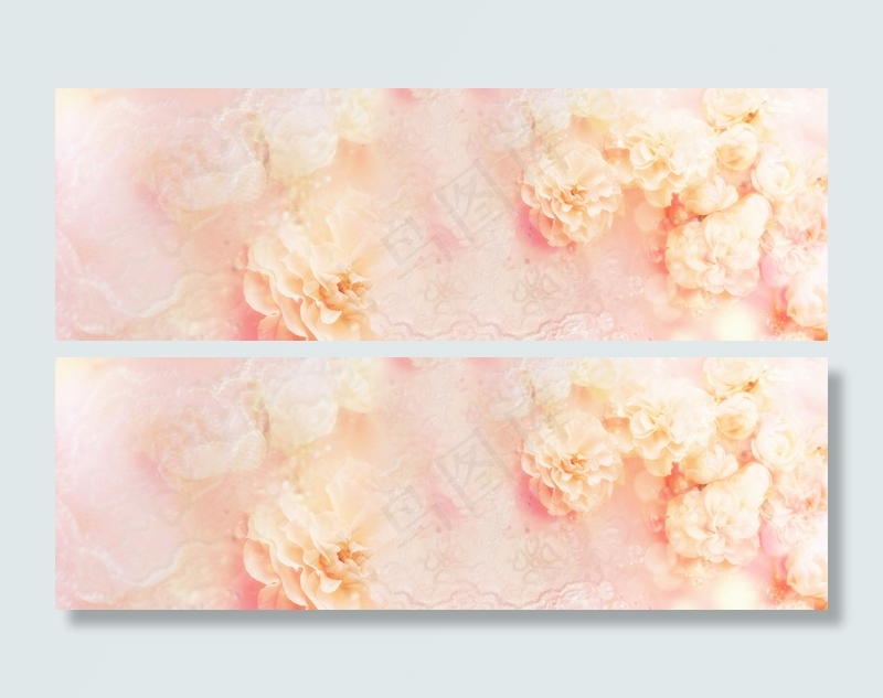 粉色花卉唯美背景banner　
