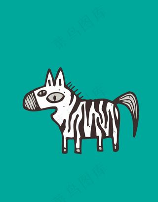 卡通动物图案插画马