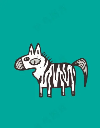 卡通动物图案插画马