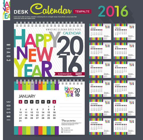 2016猴年日历模板矢量素材V.24