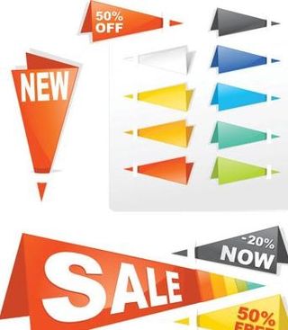 销售标签折纸矢量素材