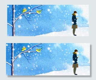 冬季白色展板背景图