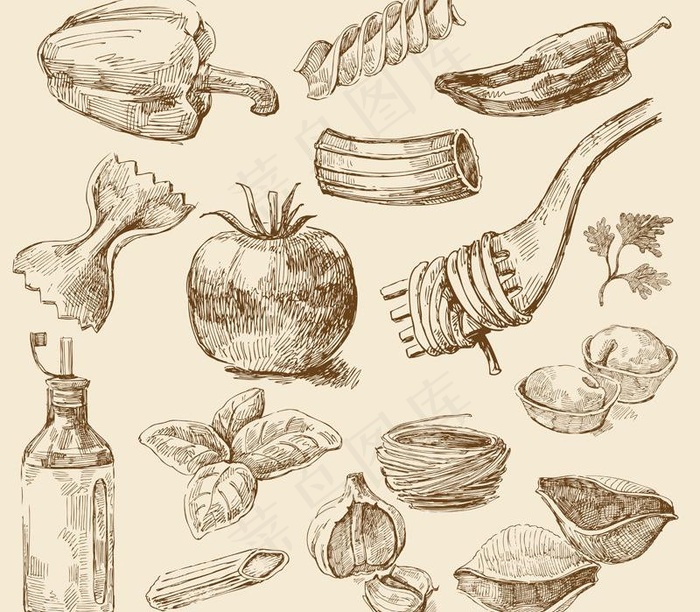 手绘蔬菜餐具图片