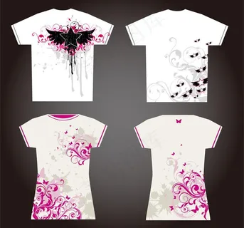 时尚t恤花纹矢量图片