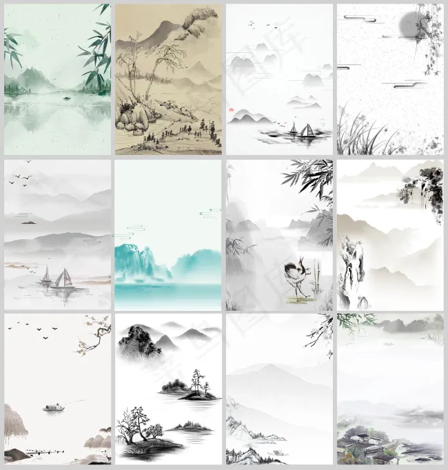 山水画 泼墨画 背景 水墨画 画 psd模版下载