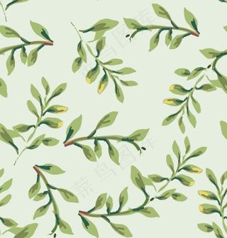 手绘植物无缝背景矢量素材