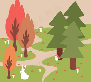 森林卡通背景矢量素材