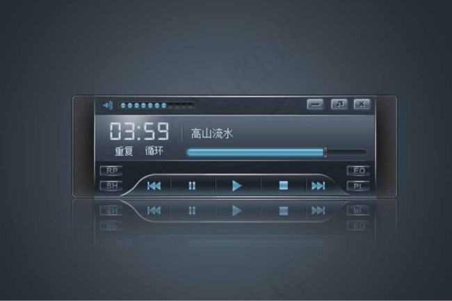 经典音乐播放器界面UI设计图片psd模版下载